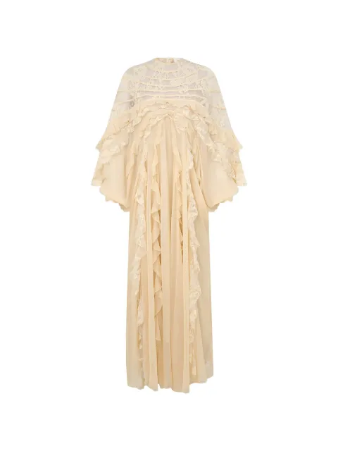 ZIMMERMANN Rebellion Splice ruffled lace-panelled maxi dress Neutrals 7104DC261