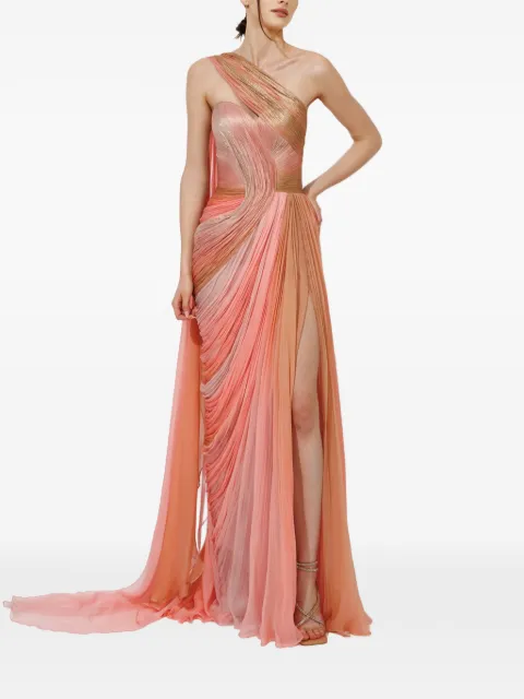 Iris Serban Alicia pleated one-shoulder maxi dress Pink ALICIA