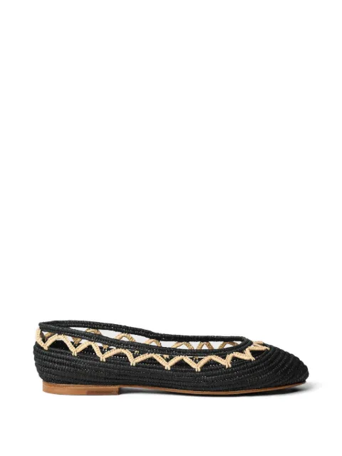 ODISSI zig-zag raffia ballet flats Black OD46211A23112