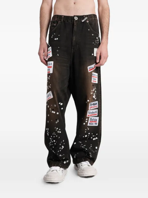 Maison MIHARA YASUHIRO patch-detail stud-embellished jeans Black A16PT025