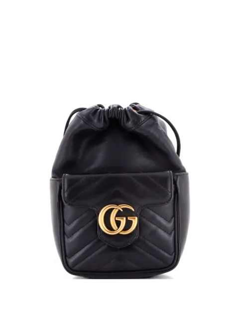 Gucci Pre-Owned GG Marmont Front Pocket Bucket Bag Matelasse Leather Mini crossbody bag Black DCNFGSK6ZD730W58