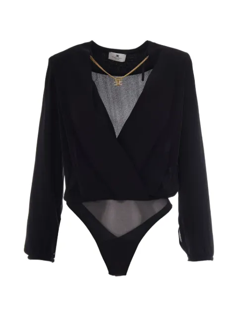 Elisabetta Franchi chain-detail wrap bodysuit Black CB00762E2