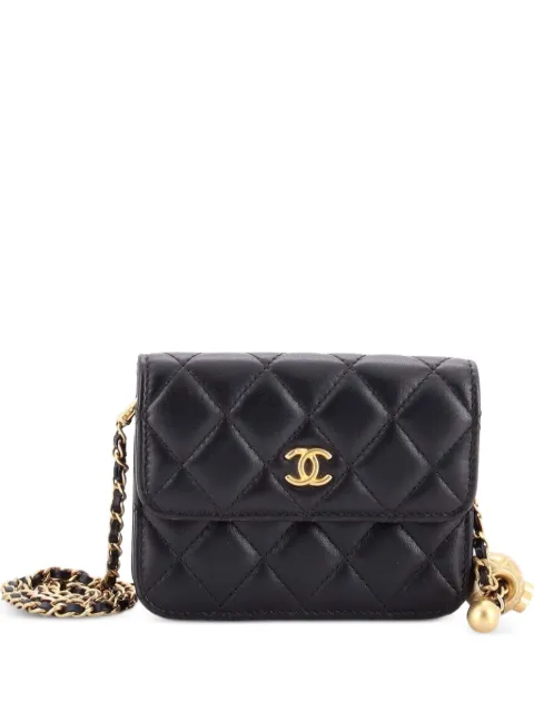 CHANEL Pre-Owned Pearl Crush Flap Clutch with Chain Quilted Lambskin Mini crossbody bag Black 7PGRF5I82DW9RV47