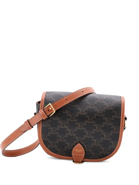 Celine Pre-Owned Folco Bag Triomphe Coated Canvas Medium crossbody bag Brown 4VE2PD0RPBDX0IER