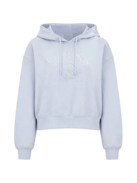 GUESS USA logo-embroidered cropped hoodie Blue V6RQ03KD761