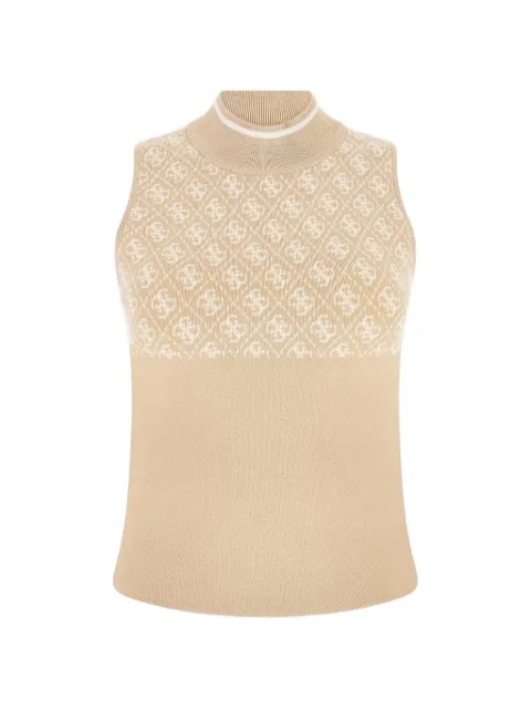 GUESS USA logo pattern sleeveless top Neutrals W3YR26Z37K0
