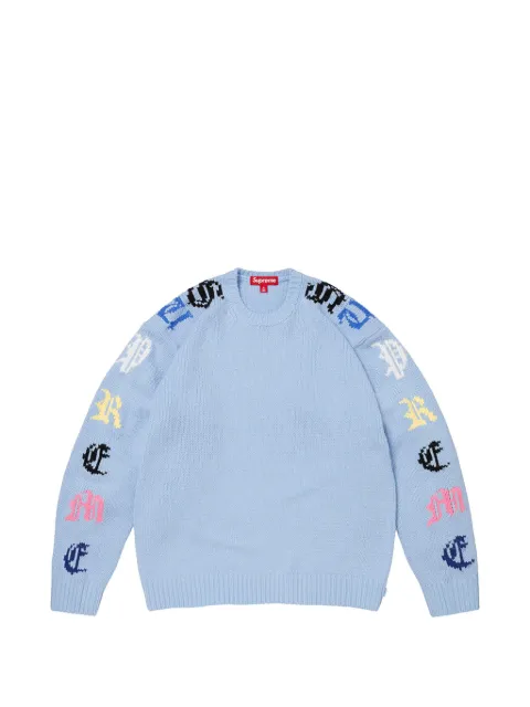 Supreme Old English intarsia-knit sweater Blue SU27138