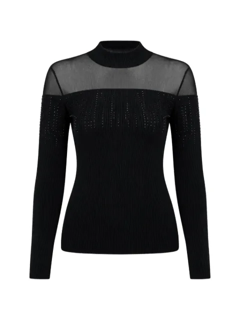 GUESS USA Eco Jeena strass-embellished panelled sweater Black W6RR70Z2YK2