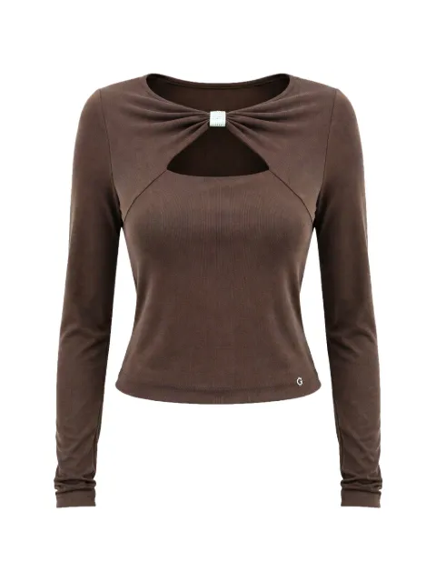 GUESS USA Milena bow-detail cutout top Brown W6RP11KAQL2