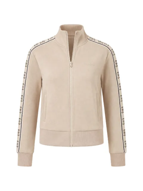 GUESS USA logo-tape zip-up sweatshirt Neutrals V2YQ16KB3P2