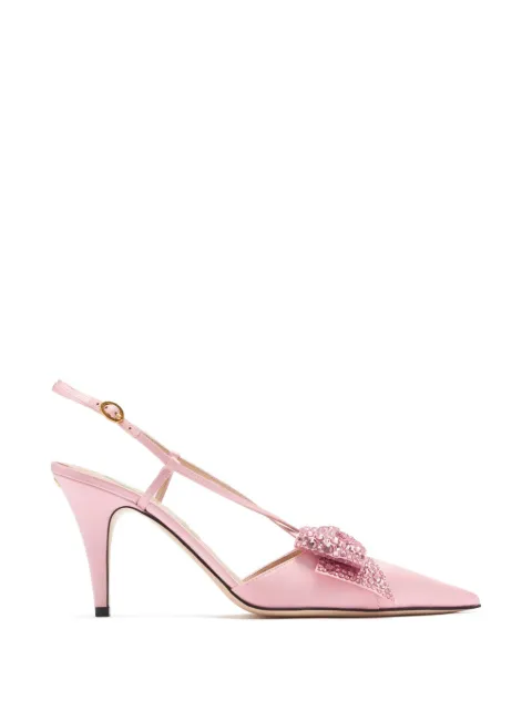 Valentino Garavani Bowow slingback pumps in satin 85mm Pink WS0MX5CTK