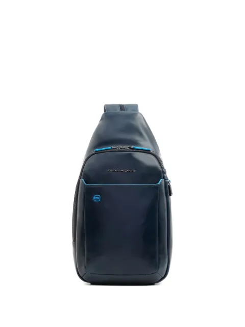 PIQUADRO logo-plaque leather backpack Blue CA4827B2