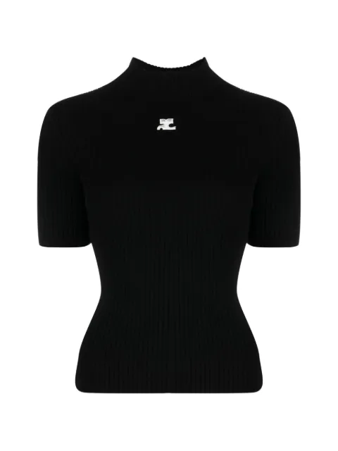 Courrèges Reedition ribbed-knit T-shirt Black PERMPU026FI0001