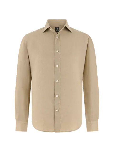 Boggi Milano garment-washed linen shirt Neutrals BO26P073902