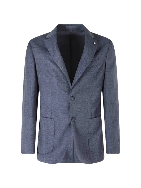 l.b.m. herringbone single-breasted blazer Blue 651682887098