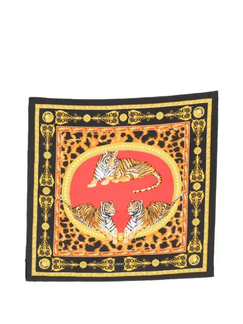 Versace Pre-Owned 1990s tiger-print handkerchief Black VE180BAE