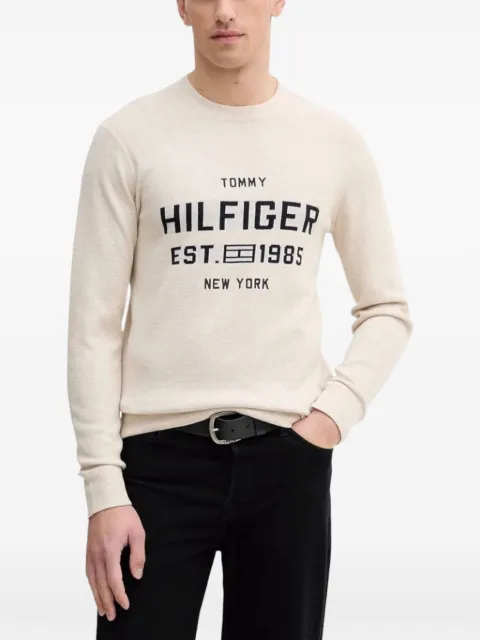 Tommy Hilfiger logo-detail knitted cotton sweater Neutrals MW0MW39533