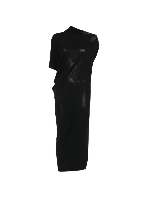Isabel Benenato asymmetric-neck draped maxi dress Black DK66S26