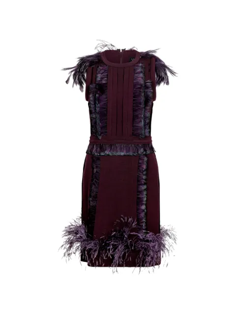 Lanvin Pre-Owned feather-trim sleeveless dress Purple CSVM9180