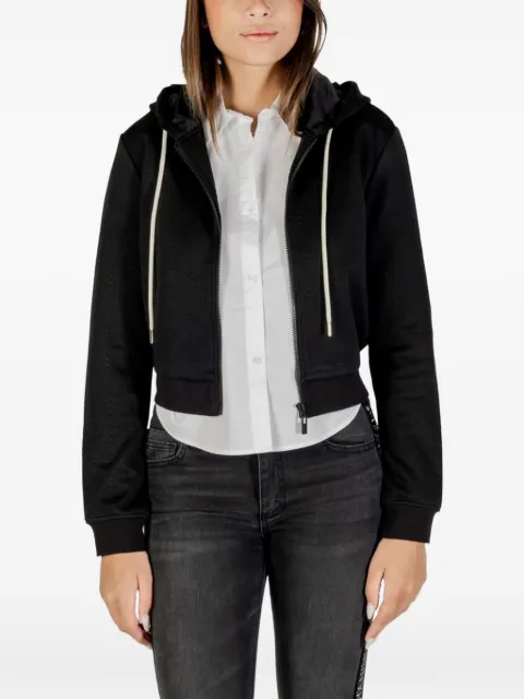 GUESS USA logo detail full zip hoodie Black V5YQ06KBSL2