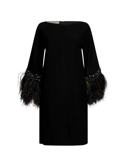 Valentino Garavani Pre-Owned feather-trim bead-embellished dress Black CSVM9182