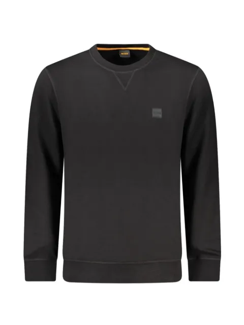 BOSS logo-patch crew-neck sweatshirt Black 50509323