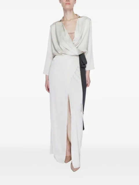 Sandro Ferrone wrap-design maxi dress Neutrals S23XBDBELAMY