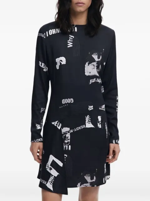 Desigual newspaper-print mini dress Black 25WWVW29