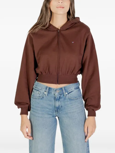 Tommy Jeans zip-up cropped hoodie Brown DW0DW21590