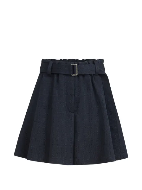 Brunello Cucinelli virgin wool crêpe chevron skirt-pants with Monili Blue MP188P9326C2154