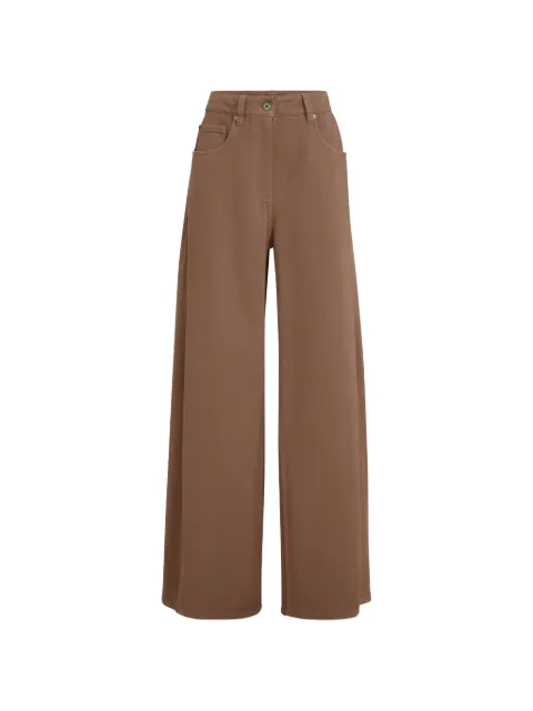 Brunello Cucinelli dyed denim wide trousers with Monili Brown M0H81P4059C832