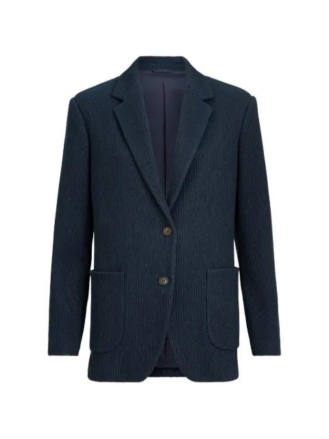 Brunello Cucinelli sparkling cotton and viscose English rib knit blazer with Monili Blue M0AZT7511CI582