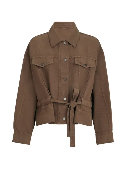 Brunello Cucinelli garment-dyed outerwear jacket in cotton and linen cover with monili Brown ML9967473PC9812