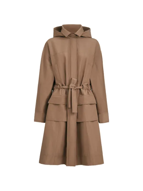 Brunello Cucinelli techno-cotton taffeta coat with detachable hood and shiny zipper pull Brown MH5259554C003