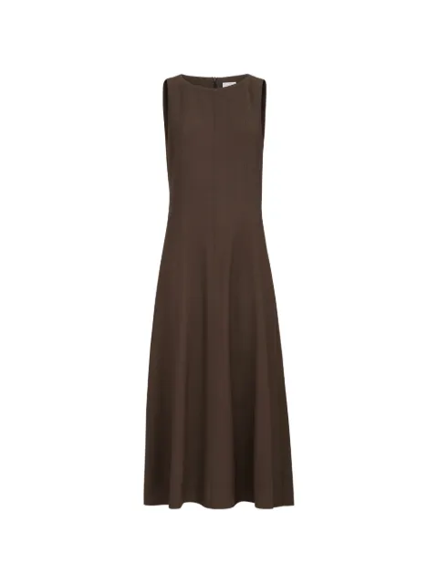 Brunello Cucinelli virgin-wool fluid twill flared dress Brown MG542AB4P1C8705