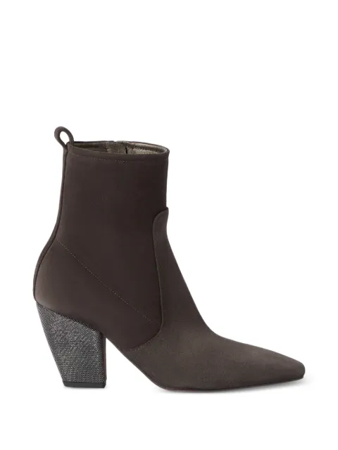 Brunello Cucinelli suede ankle boots with precious heel Brown MZSFC2600C9795