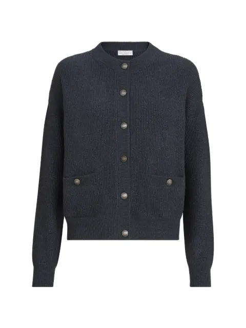 Brunello Cucinelli sparkling cashmere English rib cardigan Blue M1E224746CI582