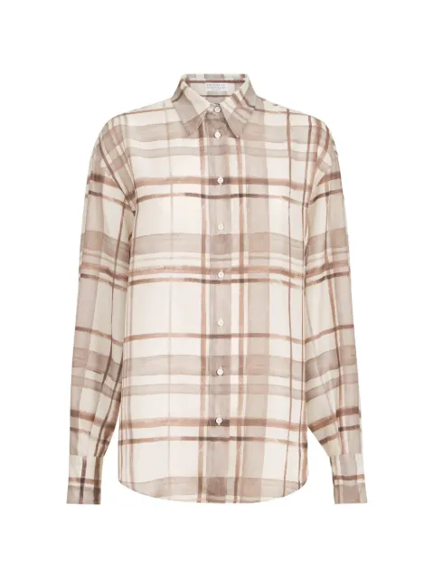 Brunello Cucinelli macrocheck print shirt Neutrals MP968NN406C015