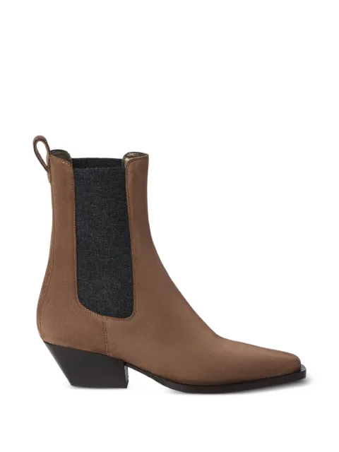 Brunello Cucinelli suede Chelsea boots with precious loop detail Neutrals MZSFC3080C9773