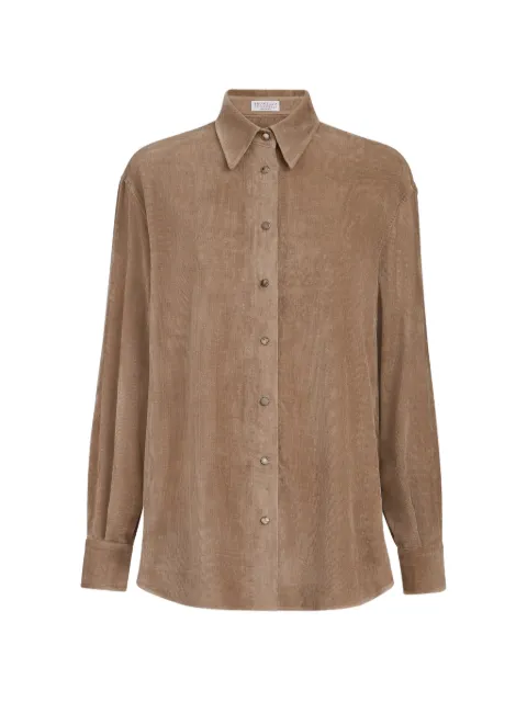 Brunello Cucinelli fluid corduroy shirt with monili Brown MG547M1P06C3368