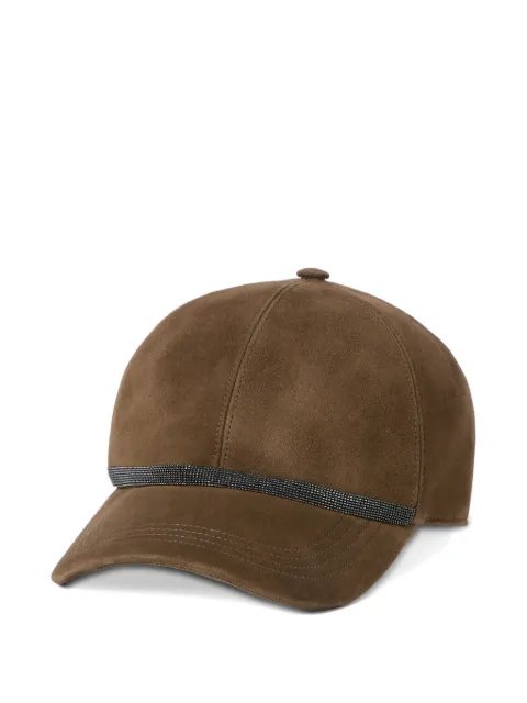 Brunello Cucinelli suede baseball cap with shiny band Brown MCAP9F151C9801