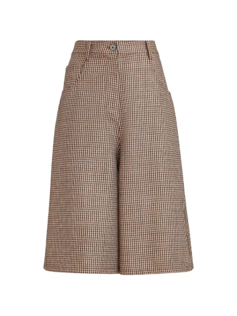 Brunello Cucinelli sparkling virgin wool houndstooth long bermuda shorts with Monili Neutrals MP546P9322C001
