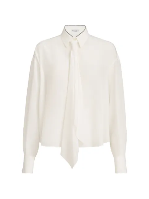 Brunello Cucinelli silk shirt with tie White MB993M3A26C600
