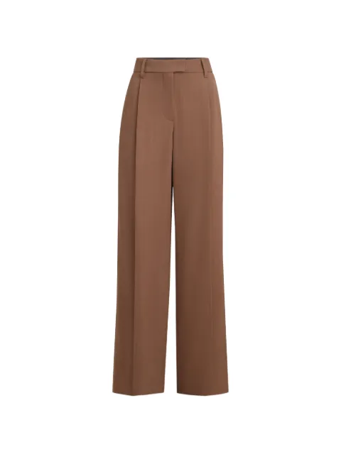 Brunello Cucinelli virgin wool and viscose tricotine loose pleated trousers with monili Brown MG548P8884C832