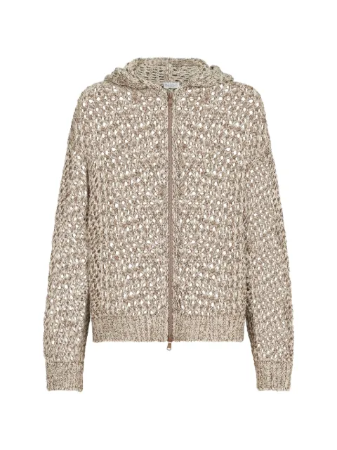 Brunello Cucinelli Dazzling chiné net cardigan Neutrals MEA345606CII33