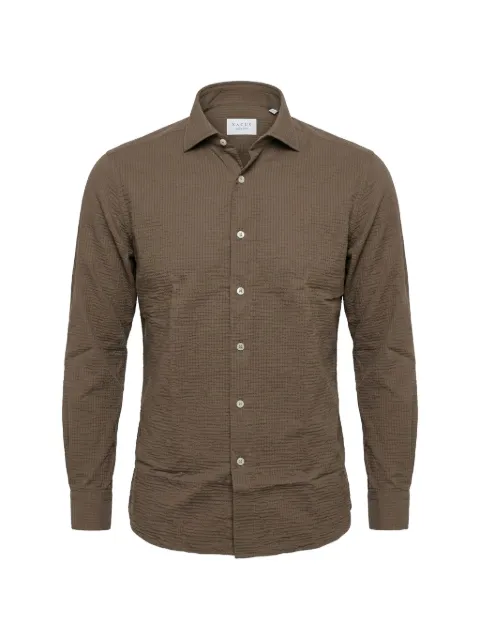 Xacus long-sleeve seersucker shirt Brown ACT422ML21616