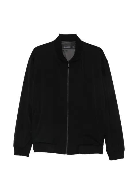 Karl Lagerfeld ribbed-trim zip-up jacket Black 5050660563093