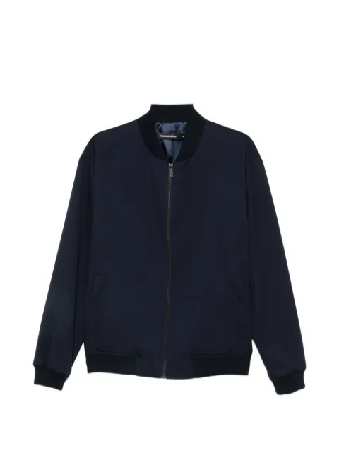 Karl Lagerfeld ribbed-trim zip-up bomber jacket Blue 5050660563013