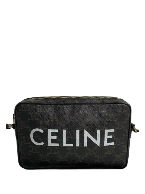 Celine Pre-Owned 2022 Medium Triomphe Coated Canvas Logo crossbody bag Black K8HC16VOPCW9RQFS
