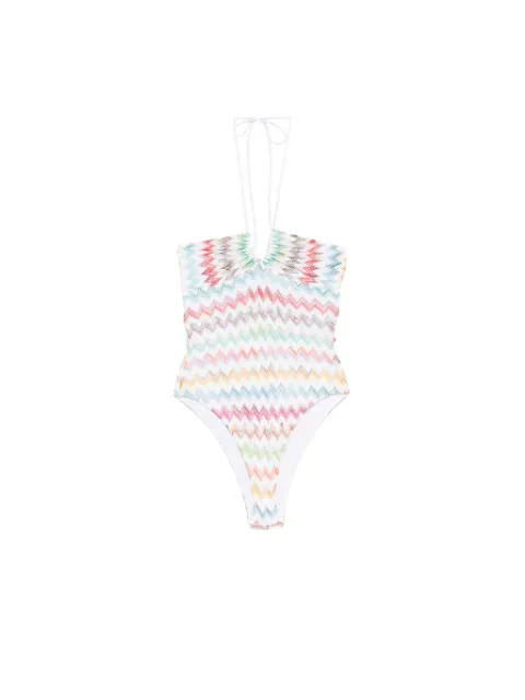 Missoni zigzag-knit halterneck swimsuit White MS26SP0HBR014J